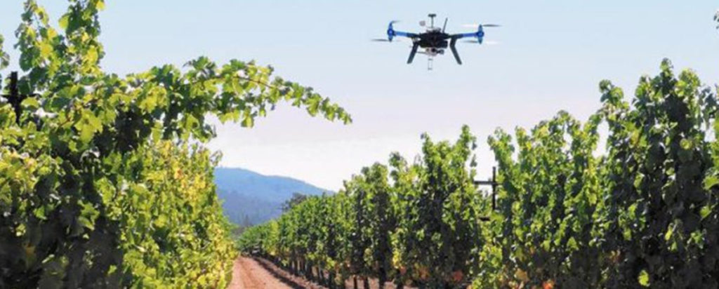 Inspired Flight IF750 commercial drone with multi sensor payload scanning a vineyard