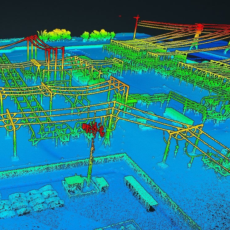 LiDAR pointcloud of a power station captures by RESEPI