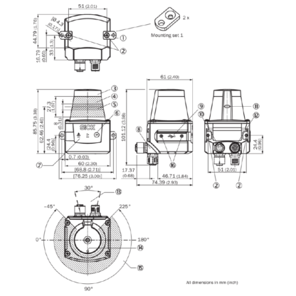 SICK TiM781 2D LiDAR sensor technical drawings