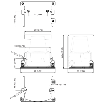 SICK LiDAR mounting and alignment kit technical drawing